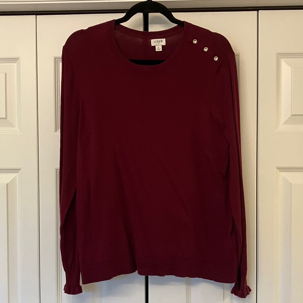 J. Crew Factory Deep Red Crew Neck Sweater
